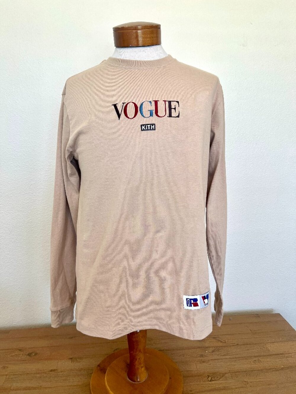 Vogue Kith - Colab - Beige Pullover T-Shirt - Size Small - Russell Athletic